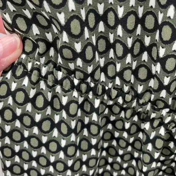 Merona Sleeveless Geometric Dress Medium Green Black White Elastic Waist EUC - Picture 7 of 11